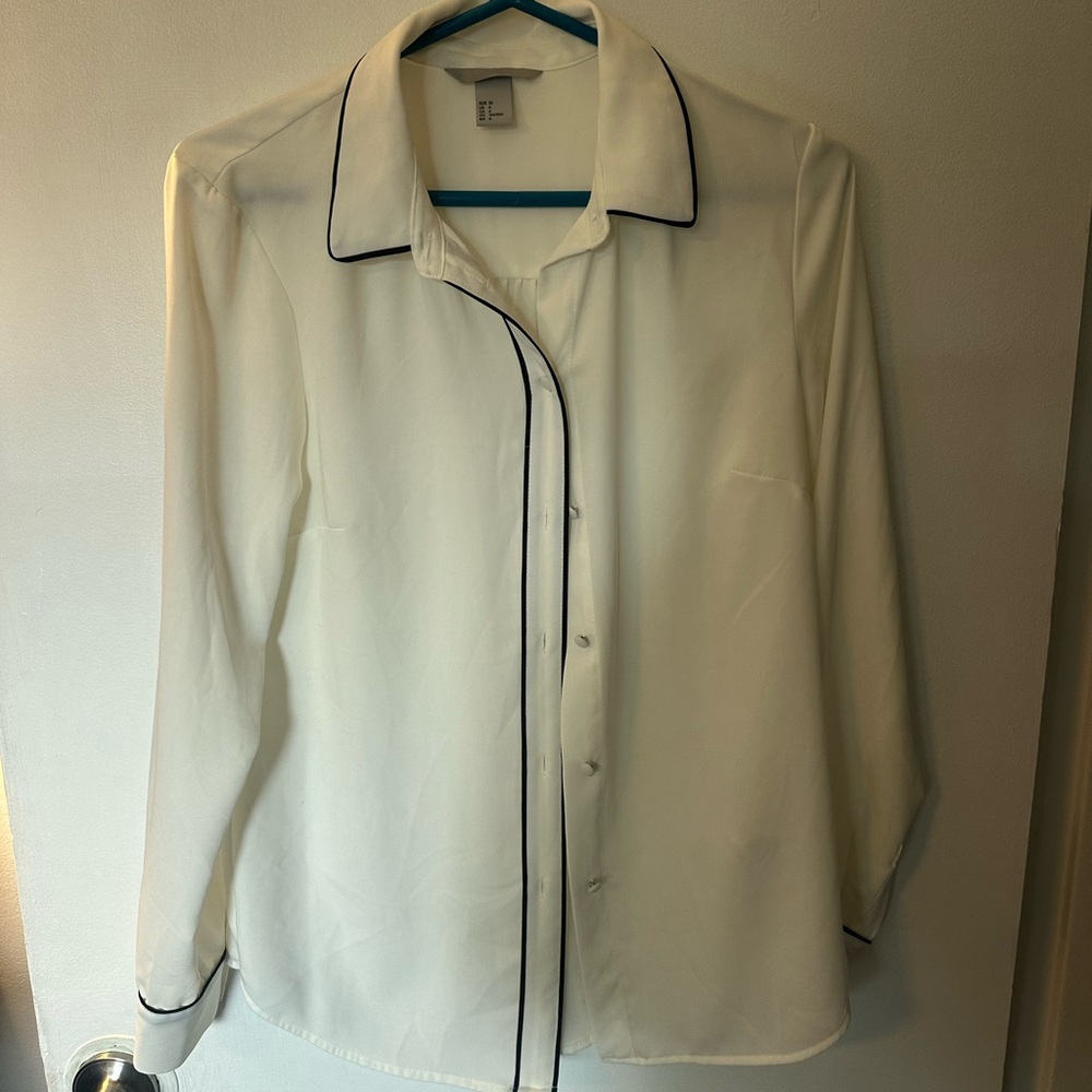 H&M Cream Button-Front Blouse